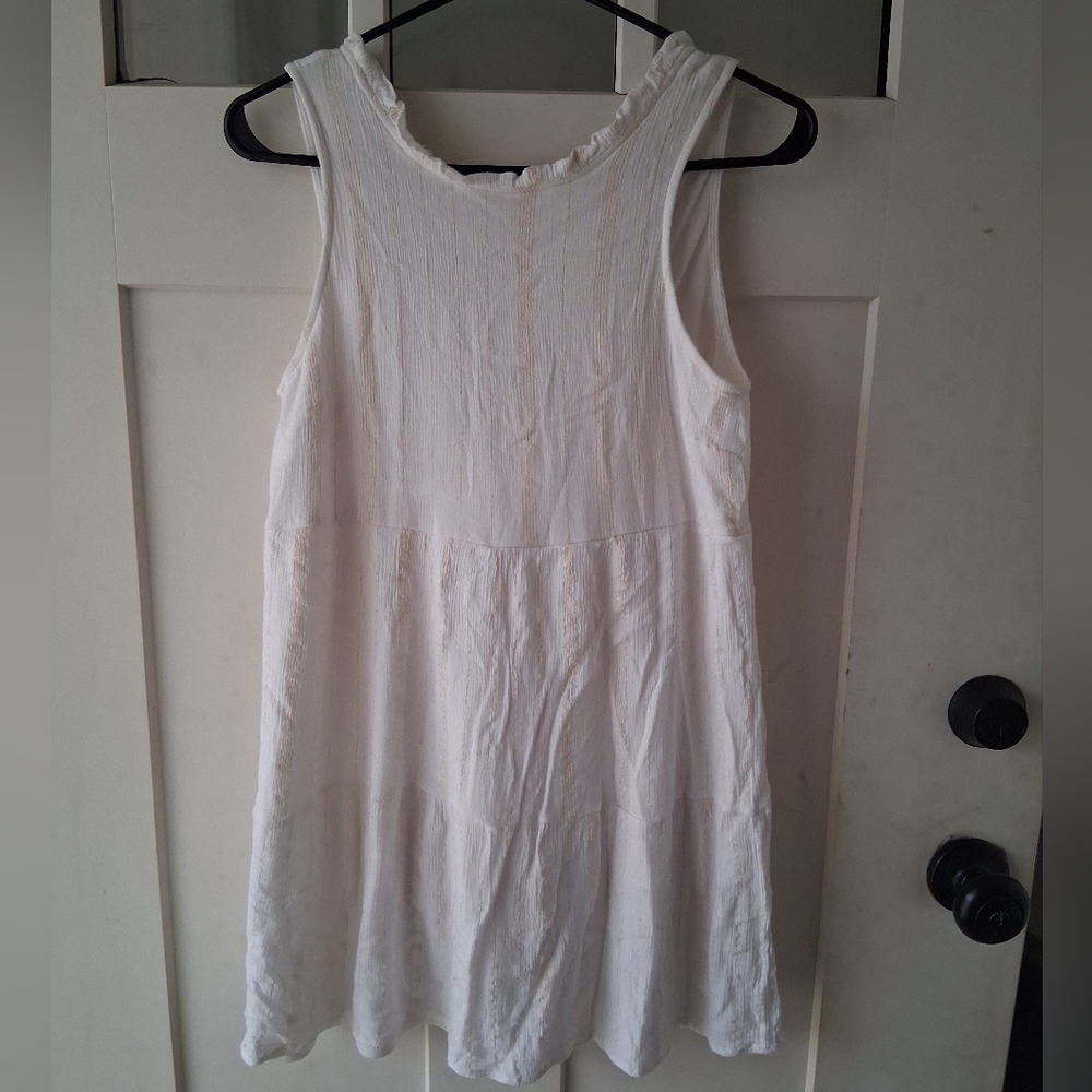 Altar'd State White Summer Dress with Gold Threading